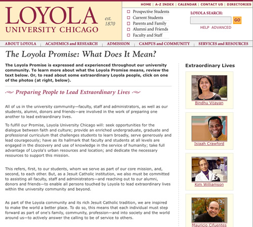 Loyola University Chicago: inner page