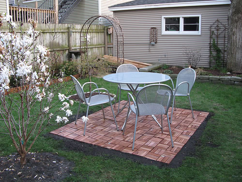 Wood tile patio: after