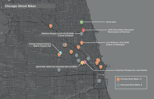 Chicago Ghost Bikes Map