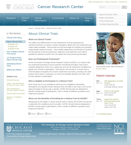 UChicago Cancer Research Center: inner page